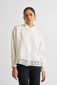 Button-down with Lace Shirt in Off-white via Reistor