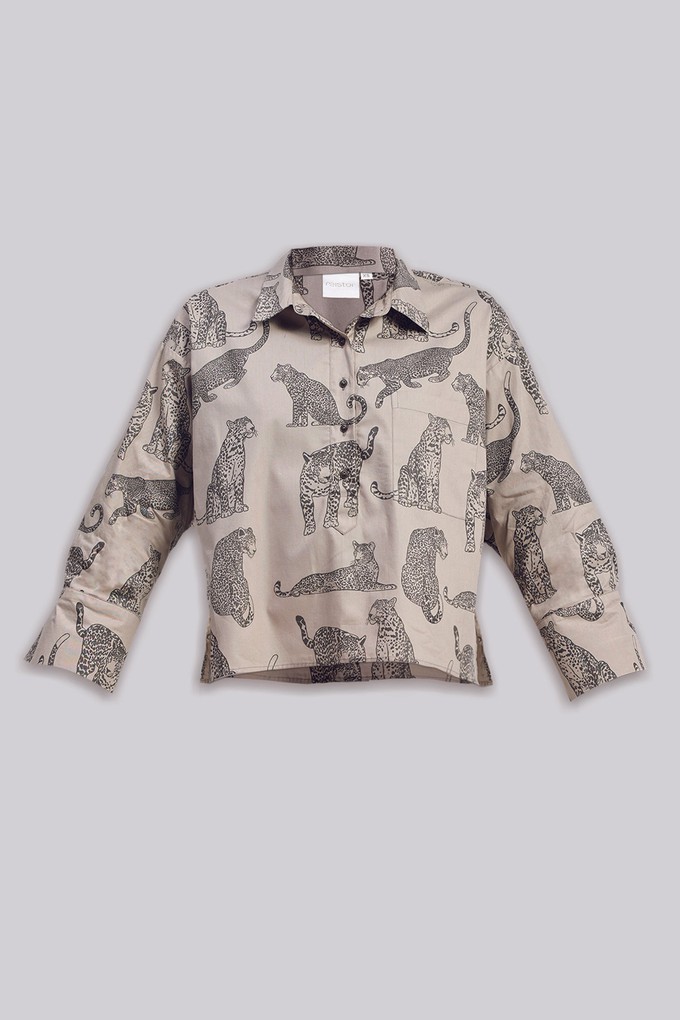 Oversized Cropped Front-buttoned Shirt In Animal Print from Reistor