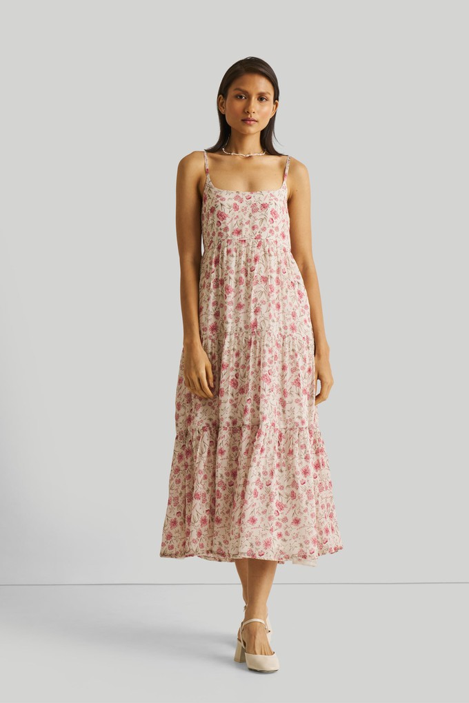 Strappy Tiered Maxi Dress in Pink Florals from Reistor