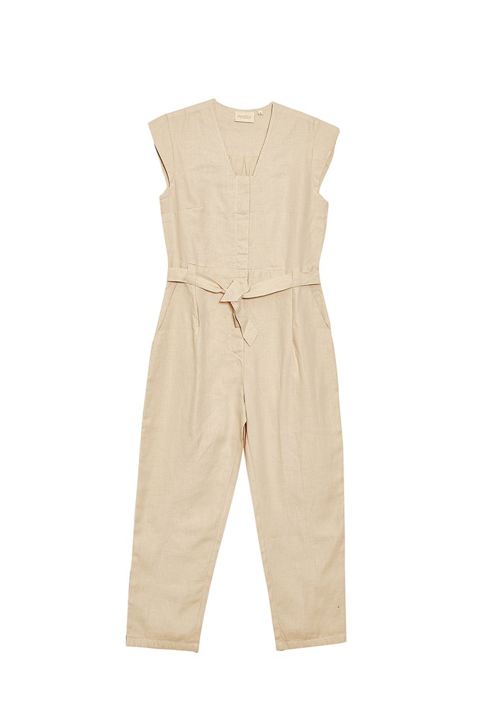 Evening Chai Jumpsuit in Neutral Beige from Reistor