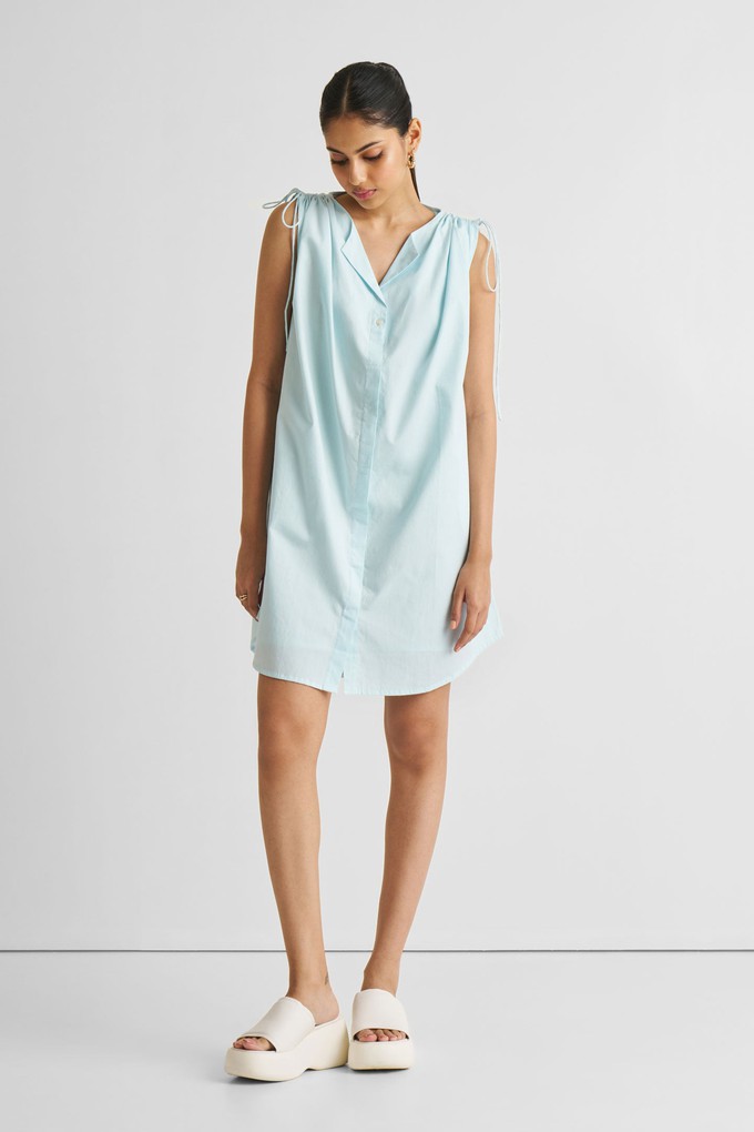 Shirt dress with Shoulder Tie Details in Summer Blue from Reistor