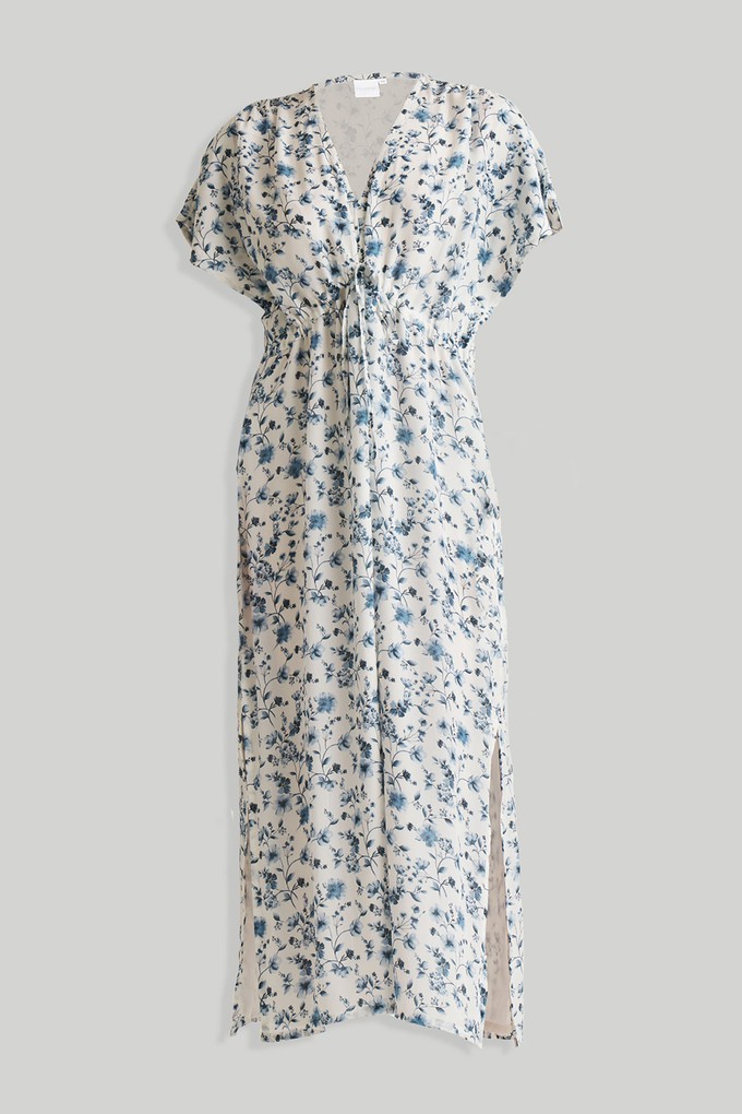 Gathered Maxi Dress in Blue Florals from Reistor