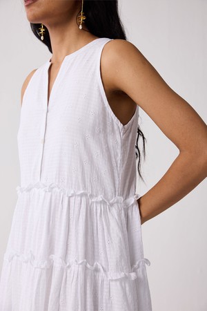 Embroidered Sleeveless Maxi Dress in White from Reistor