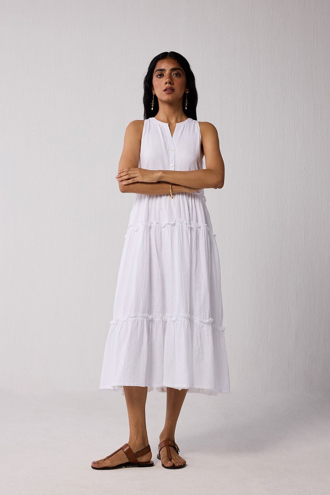Embroidered Sleeveless Maxi Dress in White from Reistor