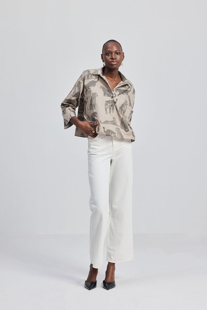 Oversized Cropped Front-buttoned Shirt In Animal Print from Reistor