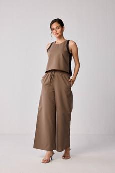 Wide-leg Drawstring Pants in Brown via Reistor