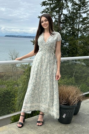 Maxi Wrap Dress in Blue Florals from Reistor