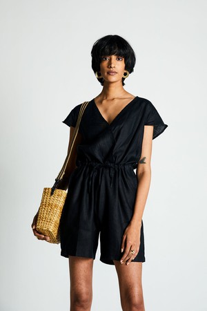 Smoke and Mirrors Romper in Black from Reistor