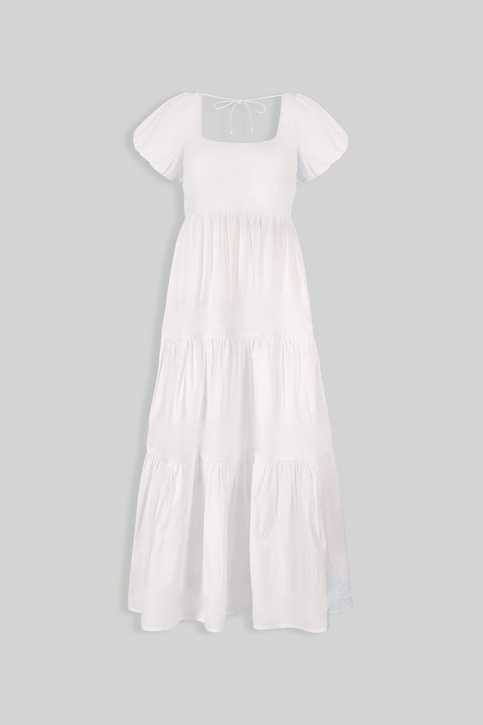 Puff Sleeve Tiered Dress in White from Reistor
