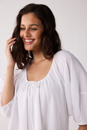 Puff Sleeved Dress with Drawstring Neckline from Reistor