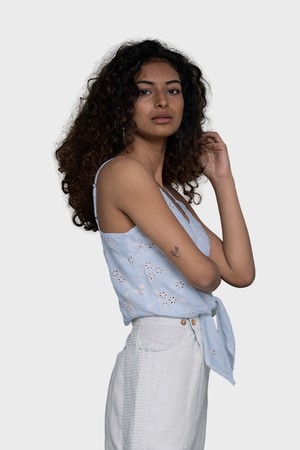 Pool Day Tan Lines Top in Blue from Reistor