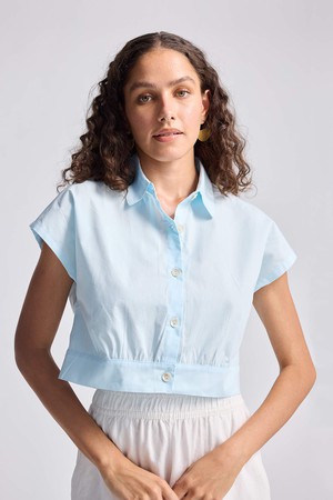 Oversized Crop Shirt in Summer Blue from Reistor