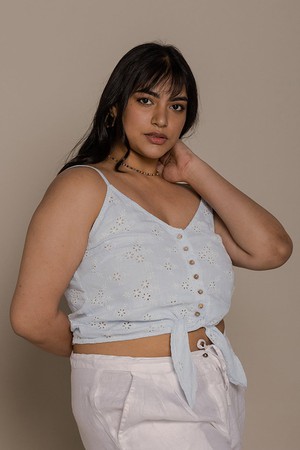 Pool Day Tan Lines Top in Blue from Reistor
