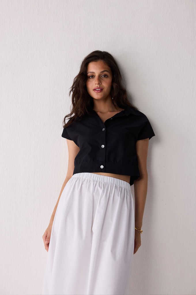 Oversized Crop Shirt in Black from Reistor