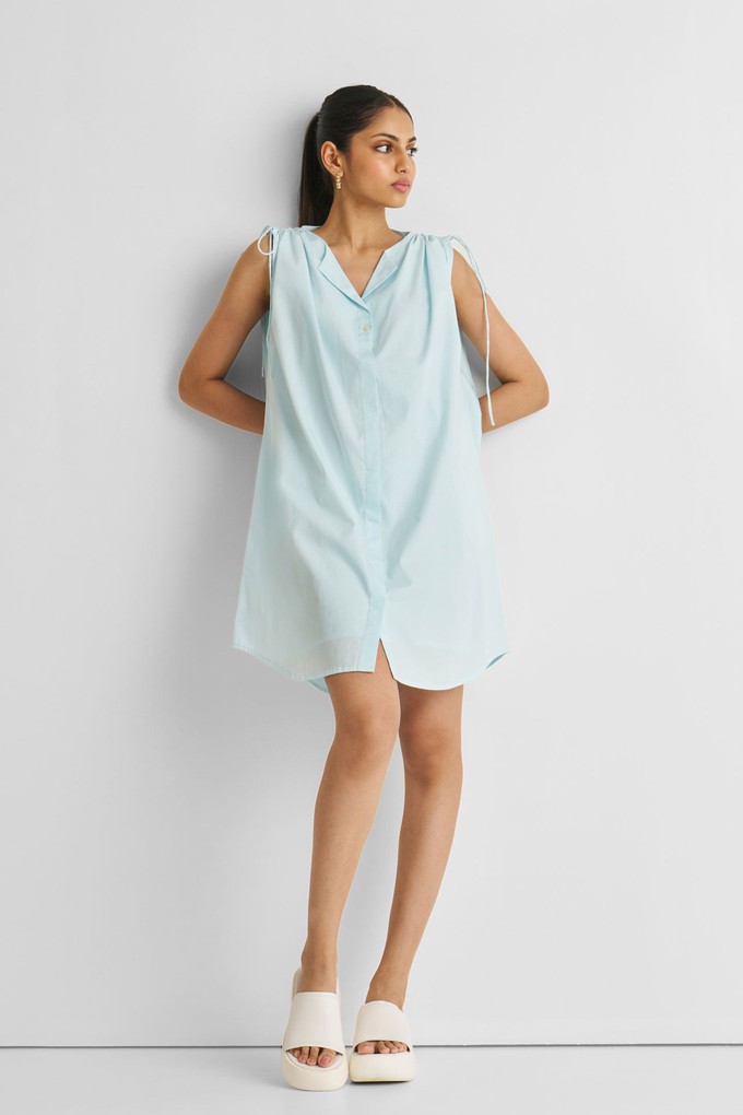 Shirt dress with Shoulder Tie Details in Summer Blue from Reistor