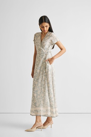 Maxi Wrap Dress in Blue Florals from Reistor