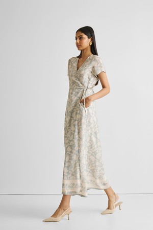 Maxi Wrap Dress in Blue Florals from Reistor