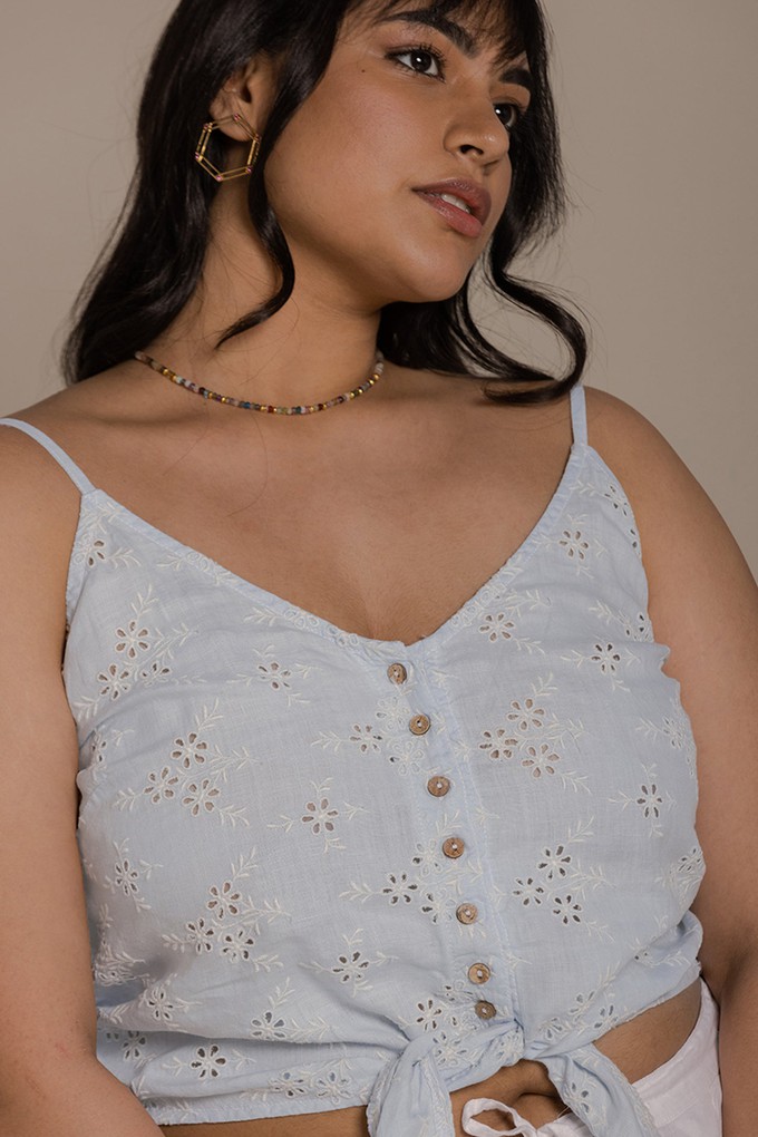 Pool Day Tan Lines Top in Blue from Reistor
