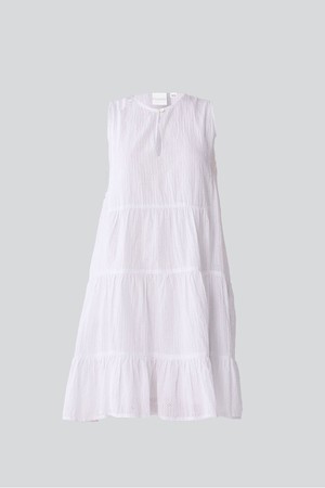 Embroidered Everyday Sleeveless Short Tiered Dress in White from Reistor
