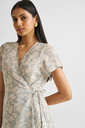 Maxi Wrap Dress in Blue Florals from Reistor