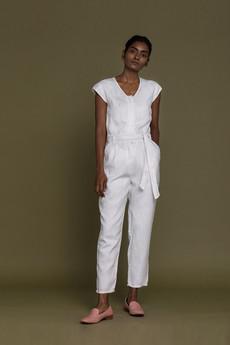 Evening Chai Jumpsuit in White via Reistor
