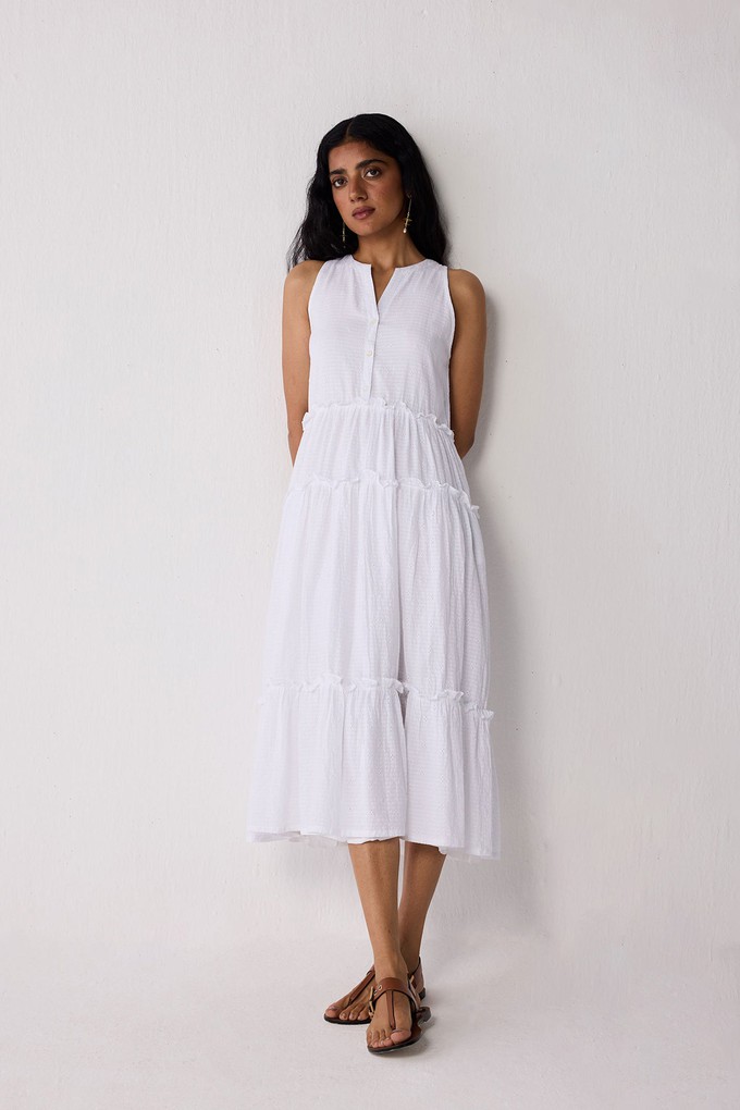 Embroidered Sleeveless Maxi Dress in White from Reistor