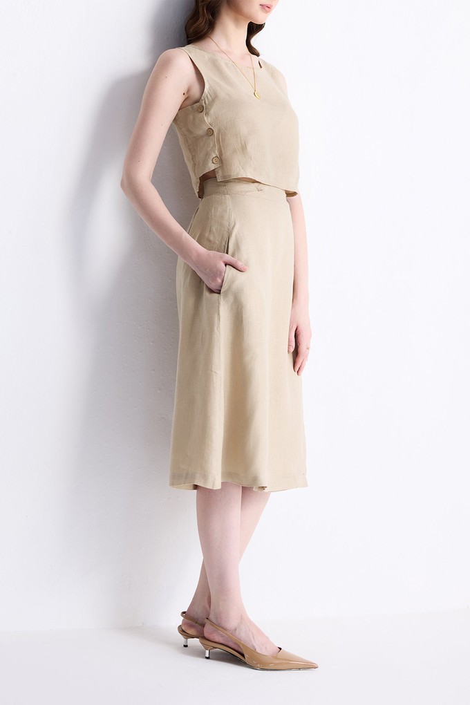 Overlap Midi Skirt in Neutral Beige from Reistor