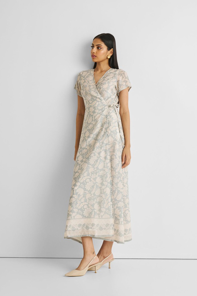 Maxi Wrap Dress in Blue Florals from Reistor
