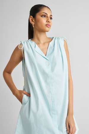 Shirt dress with Shoulder Tie Details in Summer Blue from Reistor