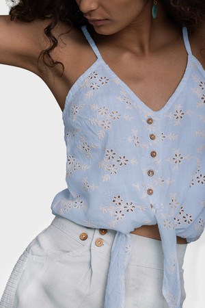 Pool Day Tan Lines Top in Blue from Reistor