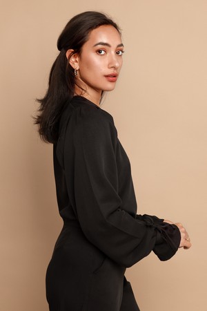 Nina Black Tencel Long Sleeve Top from Roses & Lilies