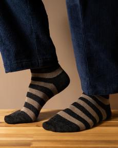 Fine Merino Wool Socks | Stripe Charcoal via ROVE