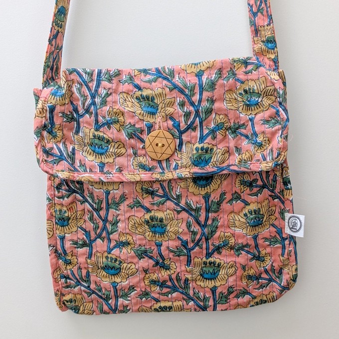 Quilted Block-Printed Cotton Crossbody Bag – Fair Trade Handmade Eco-Friendly Satchel from Shakti.ism