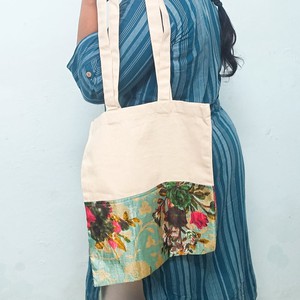Half sari, half cotton tote bag, ethically handmade in India from Shakti.ism