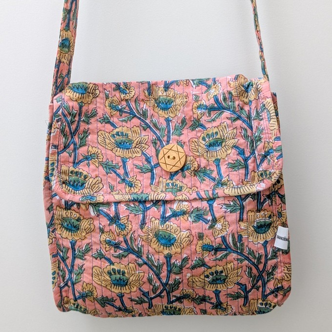 Quilted Block-Printed Cotton Crossbody Bag – Fair Trade Handmade Eco-Friendly Satchel from Shakti.ism