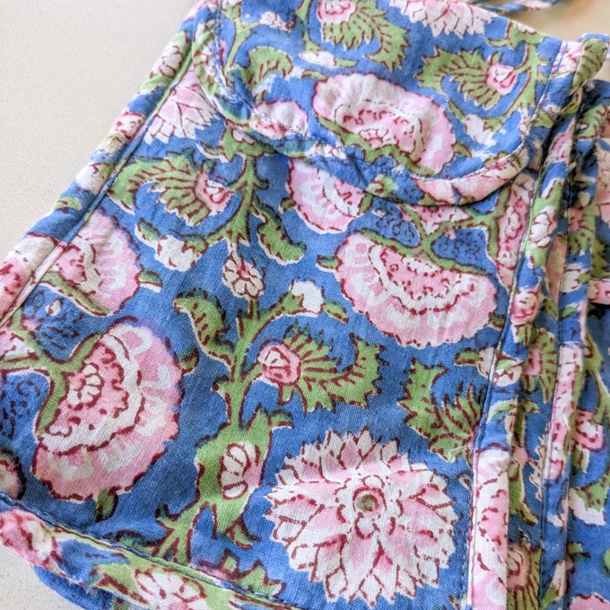 Blue Block-Printed Crossbody Mobile Phone Cell Phone Bag With Slim Pocket from Shakti.ism