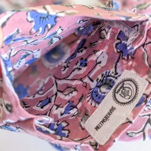 Lavender block printed cotton sleep eye mask with drawstring pouch, ethically handmade in India from Shakti.ism