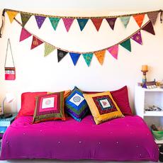 Upcycled sari flags, reusable sari bunting via Shakti.ism