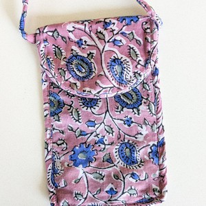 Lavender Block-Printed Crossbody Mobile Phone Cell Phone Bag With Slim Pocket from Shakti.ism