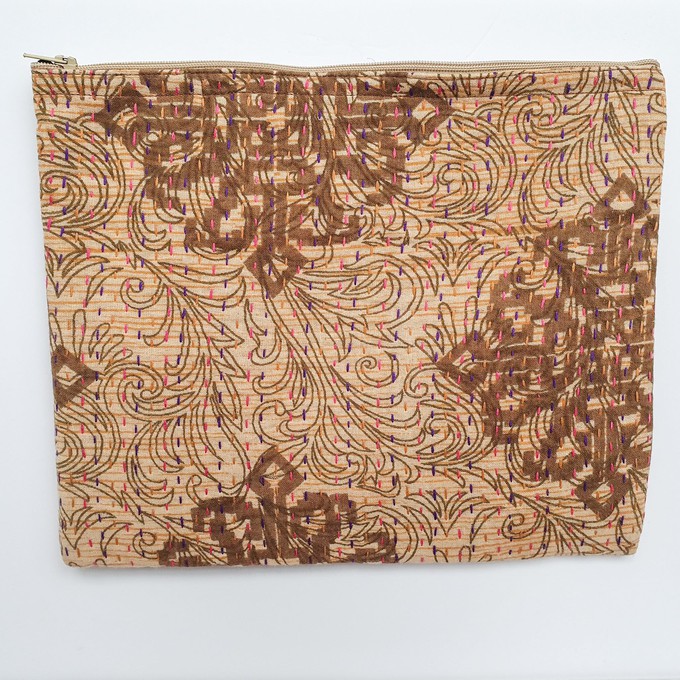 Upcycled sari clutch with kantha stitch from Shakti.ism