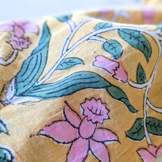 Yellow Block-Printed Crossbody Mobile Phone Cell Phone Bag With Slim Pocket from Shakti.ism