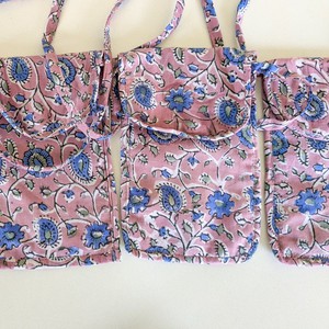 Lavender Block-Printed Crossbody Mobile Phone Cell Phone Bag With Slim Pocket from Shakti.ism
