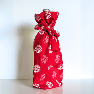 Eco Friendly Bottle Bags, Reusable Kalamkari Cotton Bottle Gift Bags, Ethically Handmade in India from Shakti.ism