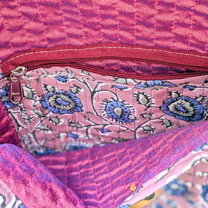 Quilted Block-Printed Cotton Crossbody Bag – Fair Trade Handmade Eco-Friendly Satchel from Shakti.ism