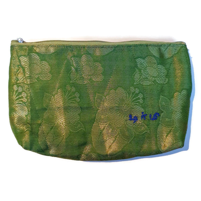 Flat bottom upcycled sari pouch from Shakti.ism