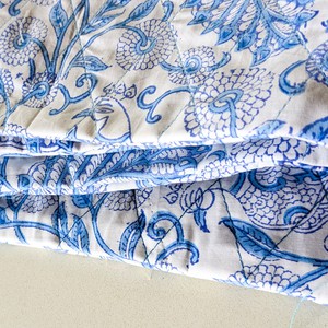 Quilted Block-Printed Zipper Pouch with Tassel from Shakti.ism