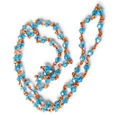 Handmade glass beaded necklace with copper wire, light blue beads via Shakti.ism