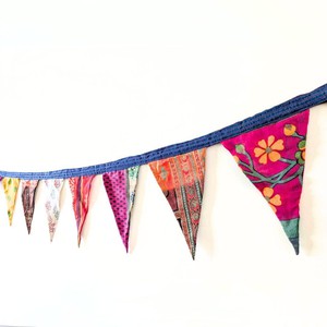Upcycled sari flags, reusable sari bunting from Shakti.ism