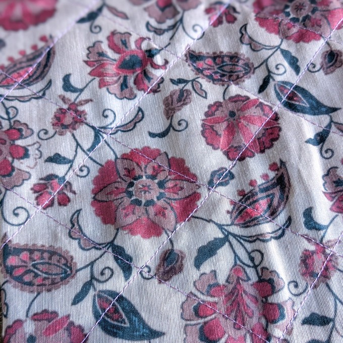 Quilted Sari Pouches: Beige Floral Pattern with Colourful Zipper from Shakti.ism