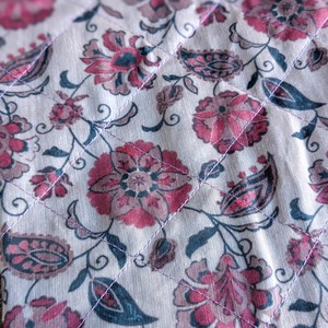 Quilted Sari Pouches: Beige Floral Pattern with Colourful Zipper from Shakti.ism